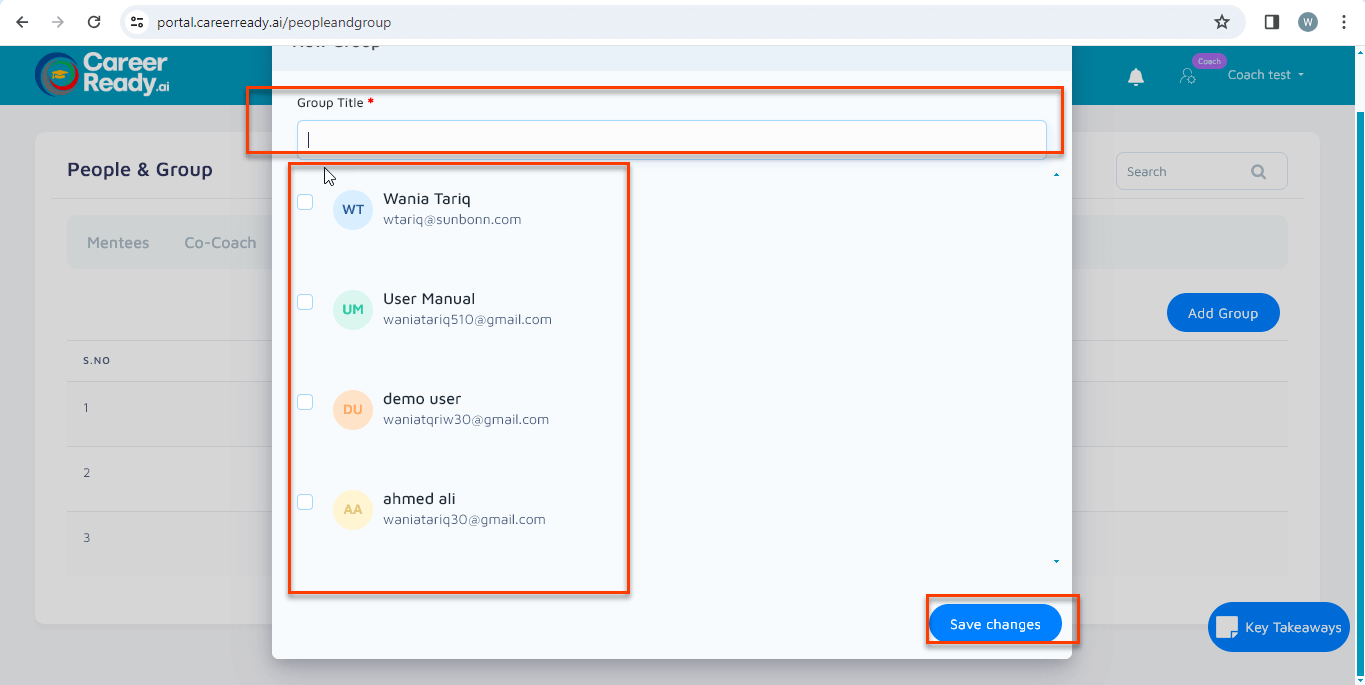 how to create group as a coach